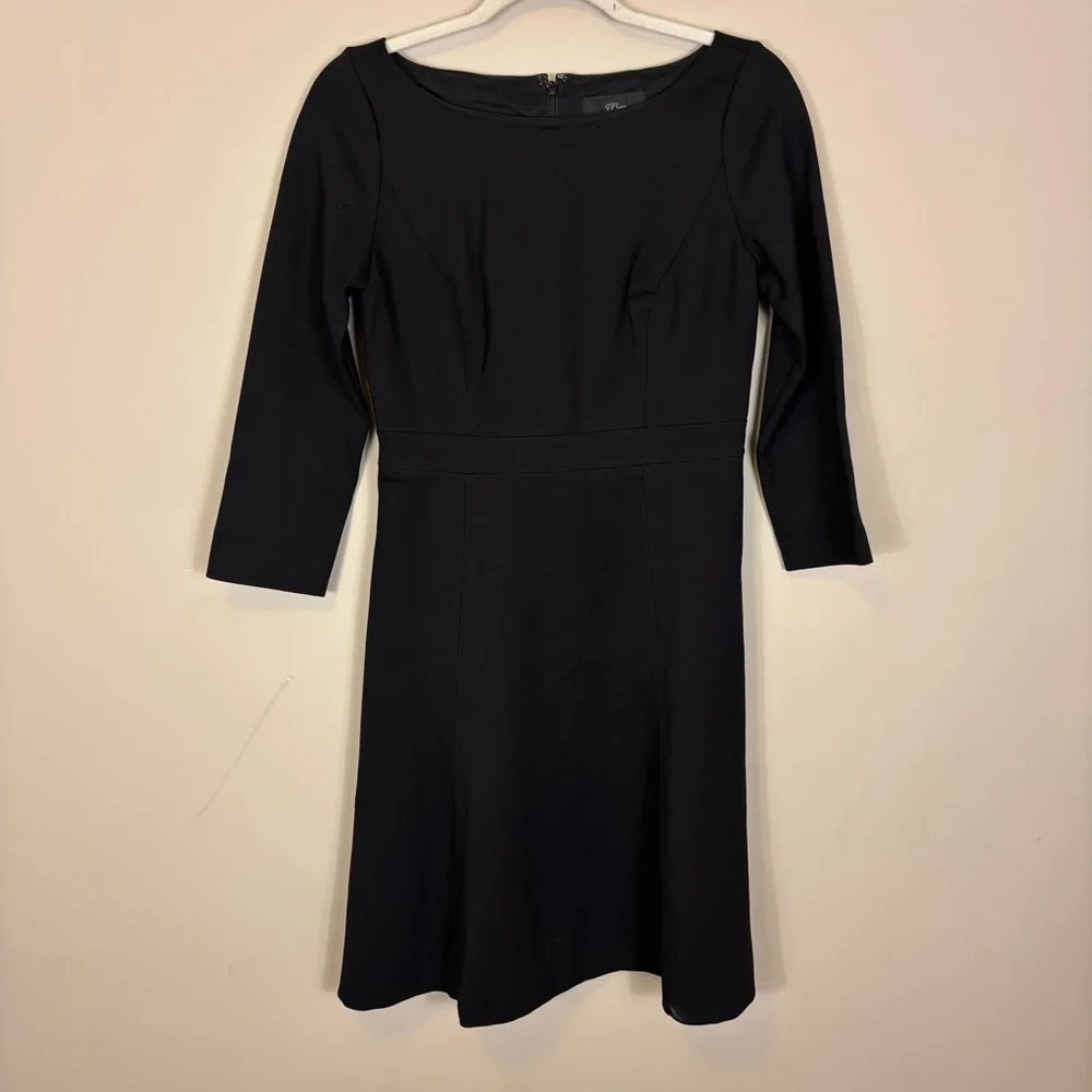 J. Crew Boat Neck Black 3/4 Sleeve Women's‎ Dress 4